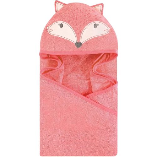 Hudson Baby Unisex Baby Cotton Animal Face Hooded Towel, Miss Fox, One Size