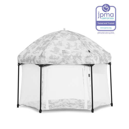 Dream On Me Onyx Playard Set with Canopy in Storm Grey