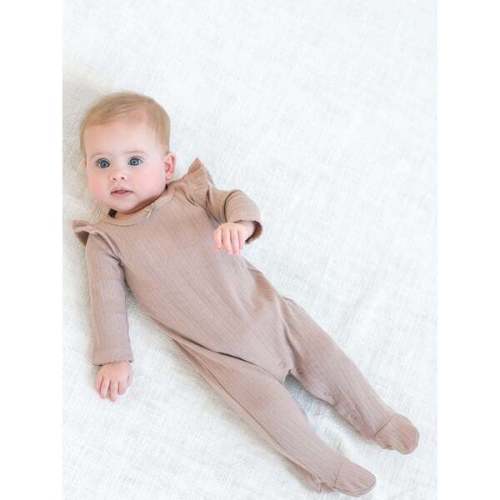 Addy Pointelle Flutter Sleeve Footed Romper, Wren - Colored Organics | Maisonette
