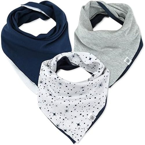 HonestBaby Multipack Reversible Bandana Drool Bibs Burpcloths Adjustable Snaps for Infant Baby Boys,Girls 100% Organic Cotton
