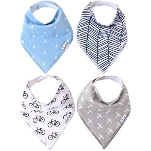 Copper Pearl Baby Bandana Bibs - 4 Pack Soft Cotton Baby Bibs for Drooling and Teething, Absorbent Drool Bibs for Baby Boy, Adjustable to Fit Newborns to Toddlers, Tons of Styles (Cruise Set)