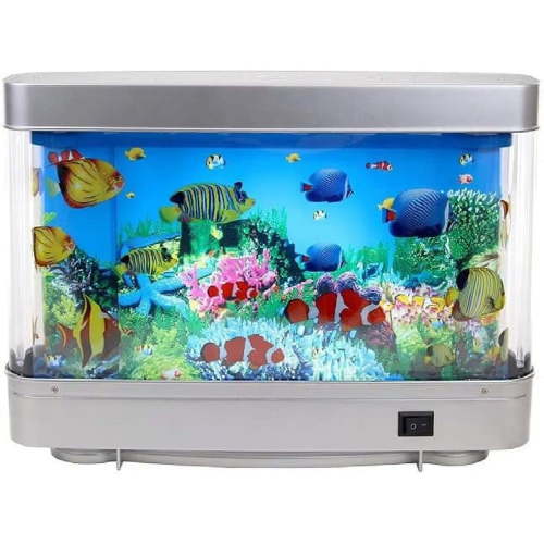 Playlearn USA Mini Aquarium Sensory Fake Fish Tank Lamp with Moving Fish
