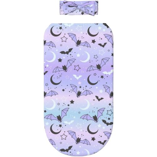 KiuLoam Cute Bats On The Starry Sky Newborn Swaddle Set with Matching Bow, Baby Girl Newborn Receiving Swaddle Blanket Nursery Swaddle Wrap Toddler Warm