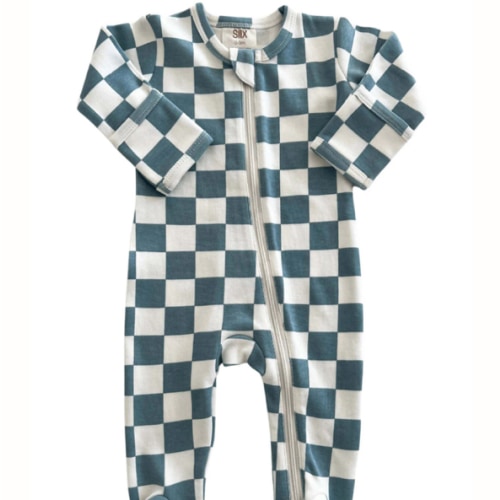 Blueberry Muffin Checkerboard / Organic Zip Footie – SpearmintLOVE