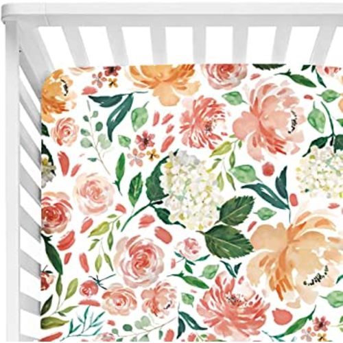 Baby Floral Fitted Crib Sheet for Boy and Girl Toddler Bed Mattresses fits Standard Crib Mattress 28x52" (Secret Garden)