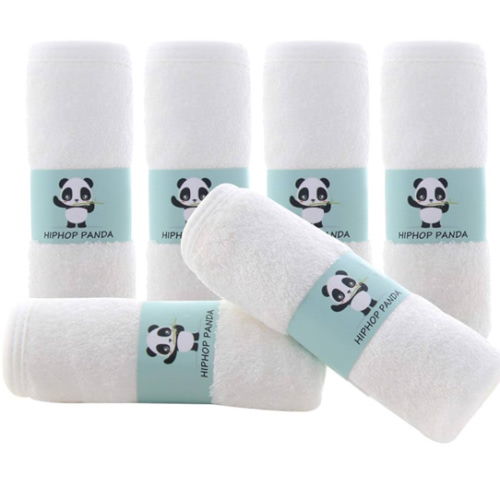 HIPHOP PANDA Baby Washcloths, Rayon Made from Bamboo - 2 Layer Ultra Soft Absorbent Newborn Bath Face Towel - Reusable Baby Wipes for Delicate Skin - White, 6 Pack
