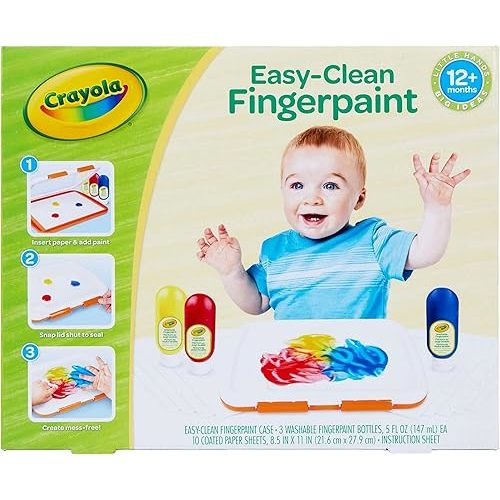 Crayola Washable Finger Paint Station, Mess Free Washable Finger Painting for Toddlers, Toddler Arts & Crafts, Sensory Activity, Easter Basket Stuffers, 1+