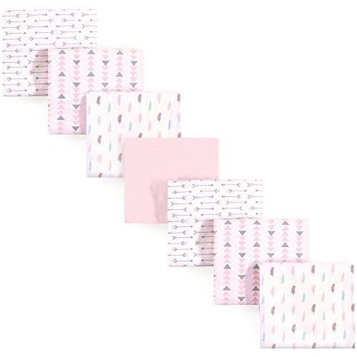 Luvable Friends Unisex Baby Cotton Flannel Receiving Blankets Bundle, Girl Feathers, One Size