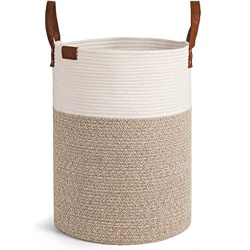 CHICVITA Large Laundry Hamper, Tall Woven Laundry Basket, Dirty Clothes Hamper for Nursery Living Room Bedroom College Dorm, Yoga Mat Storage Rope Basket for Blankets, Towels, Toys, 58L