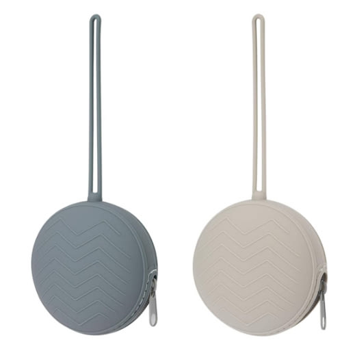 2 Pack Silicone Pacifier Holder Case, BPA-Free Silicone Newborn Pacifier Pouches for Baby Boys & Girls, Portable Silicone Pacifier Container Case (Light Grey/Tradewinds)