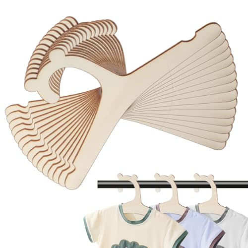 EXEXIUO 15PCS Wooden Baby Hangers 9'' Cute Kids Clothes Hanger Newborn & Toddler & Infant Hangers for Kids' Coats, Pants, and Jackets