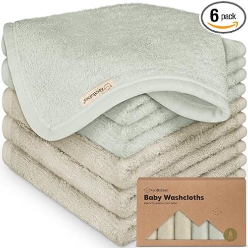 6-Pack Baby Washcloths – Soft Absorbent Viscose from Bamboo Washcloths for Face, Body, Baby Towels for Newborn, Kids, Toddlers, Infant,Gentle on Sensitive Skin,10x10 Reusable Face Towels(Stone/Dove)