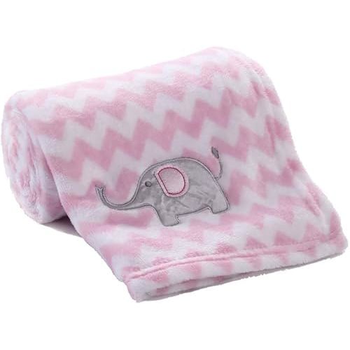 CREVENT 30"X40" Cute Silky Plush Baby Blanket for Girls Infants Toddlers Newborns Crib Cot Stroller, Giftable Suitable for Summer Spring - Pink Elephant