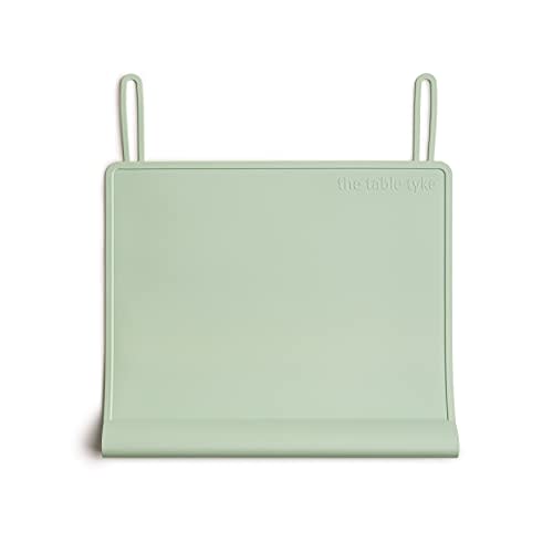 The Table Tyke 100% Silicone Placemat with Teething Edge Bumper/Spill Stopper | Dishwasher Safe, Travel Ready Non-Slip Suction Activity Mat for Infants, Babies, Toddlers, Children, Kids (Sage Green)