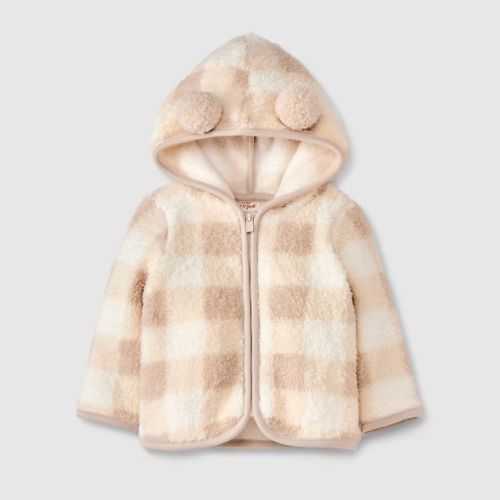 Baby Faux Fur Layered Jacket - Cat & Jack™ Light Beige Newborn