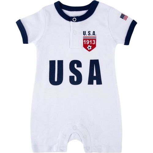 Baby Soccer Bodysuit - Short Sleeve Romper Outfit for Newborn & Toddler 0-24 Months