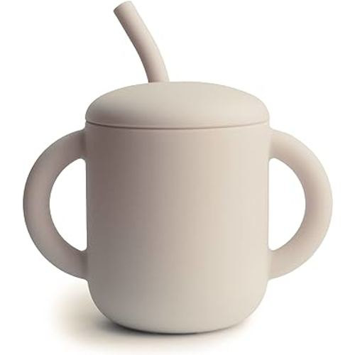 mushie 100% Silicone Training Cup & Straw for Toddlers | 6 Months+ (Shifting Sand)