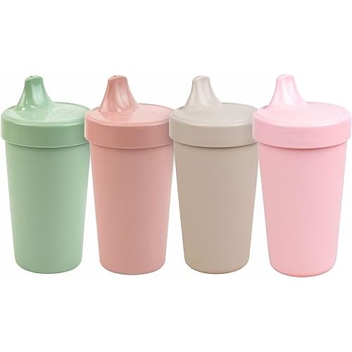 Re-Play Sippy Cups for Toddlers - 10 Oz. Reusable Spill Proof Cups for Kids, Dishwasher/Microwave Safe - Made in USA - Set of 4-3.13" x 6.25" - Desert Roses