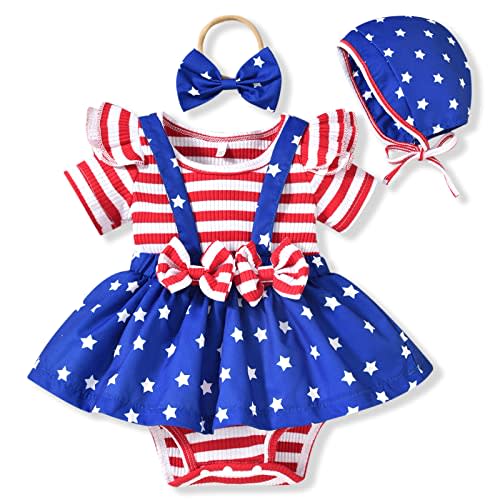 Unutiylo Preemie Newborn Baby Girl Clothes Romper Suspender Dress Summer Outfits Ruffle Short Sleeve Set