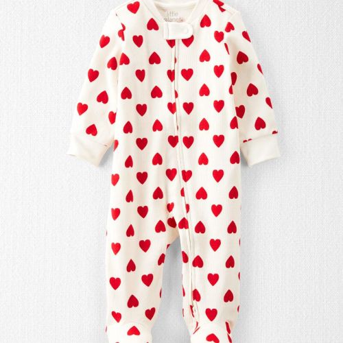 Riley White Baby Organic Cotton Sleep & Play Pajamas in Hearts | carters.com