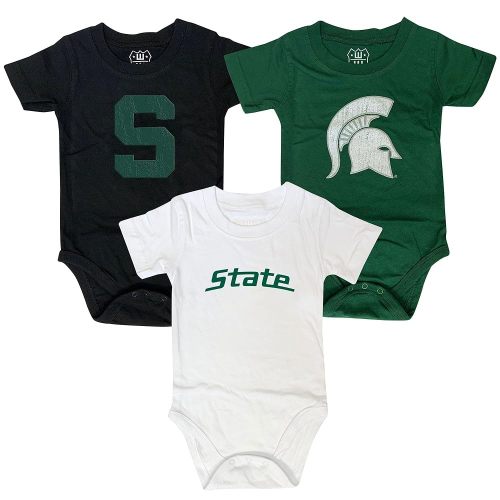 Wes and Willy Baby College Team 3 Pack of Cotton Rompers