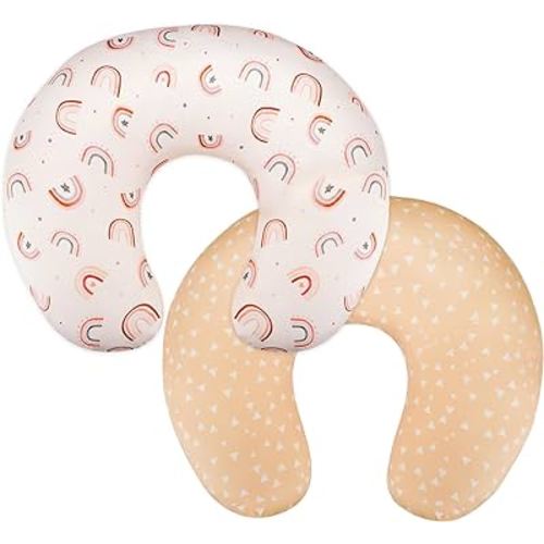 DILIMI Nursing Pillow Cover, Soft Stretchy Nursing Covers for Breastfeeding Pillows, 1 Pack Reversible Removable Slipover for Baby Boy and Girls, Rainbow