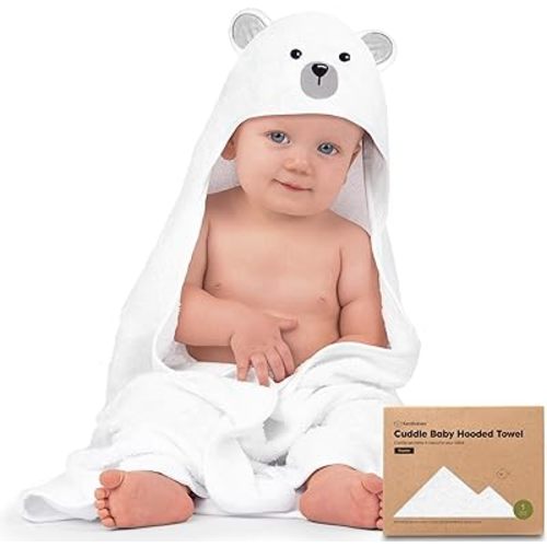 KeaBabies Baby Hooded Towel - Viscose Derived from Bamboo Baby Towel, Toddler Bath Towel, Infant Towels, Large Hooded Towel, Organic Baby Towels with Hood for Girls, Babies, Newborn Boys (Polar)