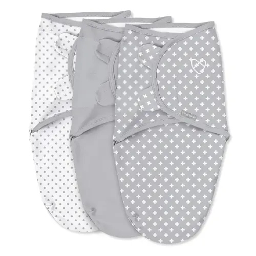 SwaddleMe by Ingenuity Original Swaddle, 100% Cotton, Improves Sleep & Calms Startle Reflex, 0-3 Months, 1.0 TOG, 3-Pack, Baby Swaddle Blanket - Criss Cross