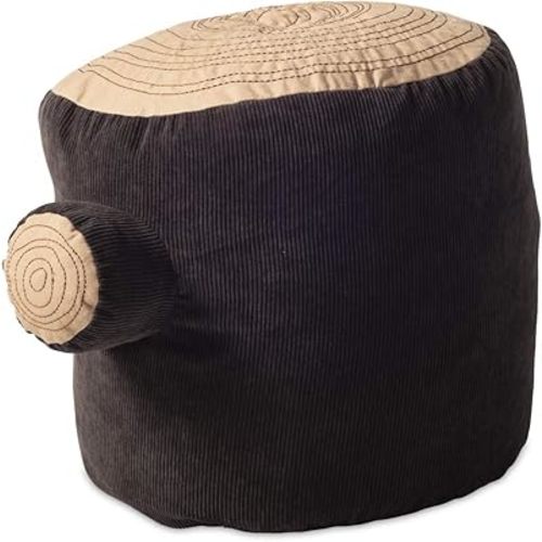 MindWare Tree Stump Stool Pouf for Kids – 14 x 19 inch - Polyester Seat – Easy to spot Clean