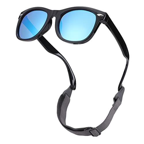 Melpomenia Flexible Bendable Polarized Baby Sunglasses with Strap for Newborn Infant Boys Girls Age 0-24 Months