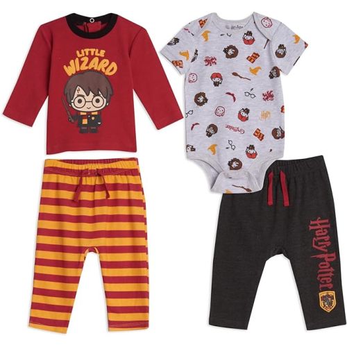 Harry Potter 4 Piece Outfit Set: Bodysuit T-Shirt Pants