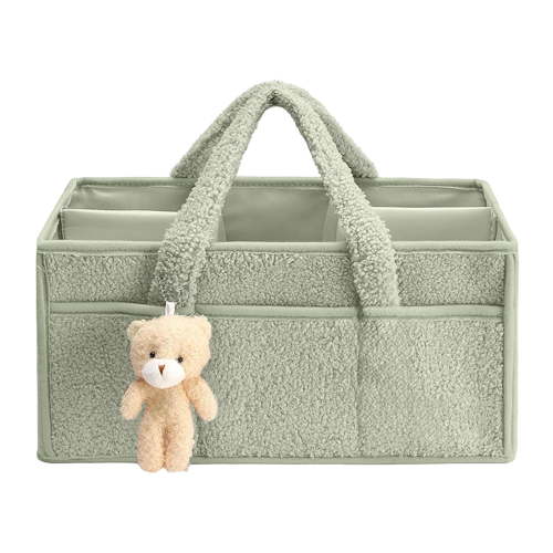 Diaper Caddy Organizer with Handle, Portable Diaper Storage Basket Bin for Wipes, Shower Gift Basket for Woman Man, Car Caddy Organizer ,Green