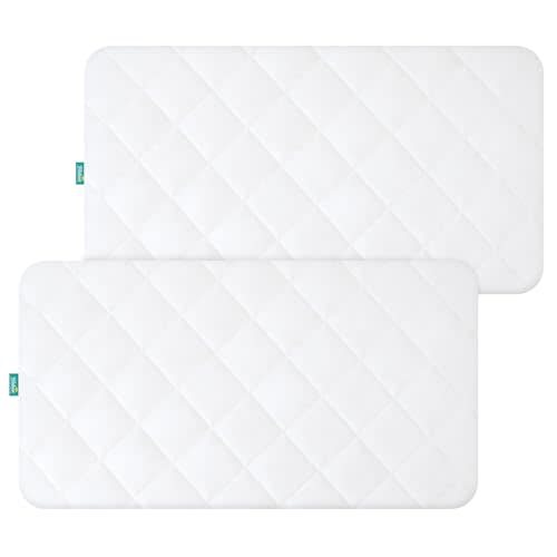 Waterproof Crib Mattress Protector 2 Pack Fitted Crib Sheets Cover Toddler Bed Mattress Pad Protector for Boys Girls, Skin-Friendly & 100% Absorbent Machine Wash