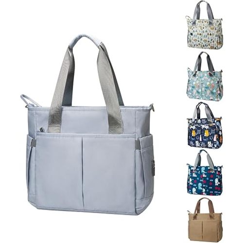 Diaper Bag Tote Satchel Messenger Diaper Bags for Mom and Dad Multifunction Large Travel Tote Bags(Blue Grey)