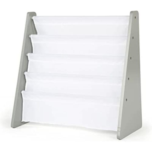 Humble Crew, Grey/White Kids Book Rack Storage Bookshelf, 4 Tiers