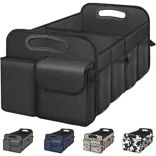 Femuar Car Trunk Organizer with Large Capacity Waterproof Car Accessories for Women & Men, Collapsible Trunk Organizer for Suv/Jeep/Sedan,Tools (Black, Standard)