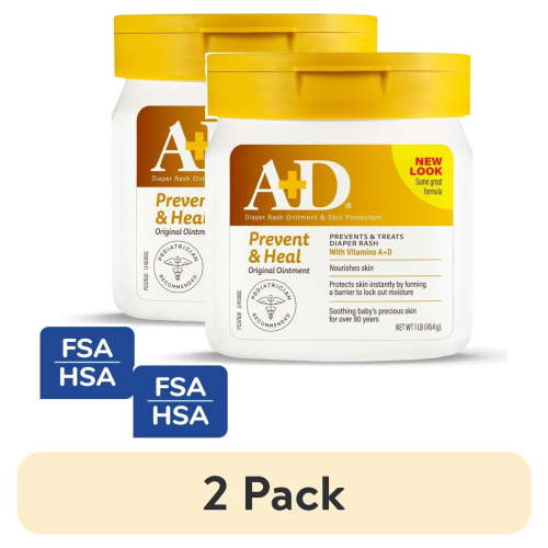 (2 pack) A+D Original Diaper Rash Ointment, 1lb Tub, All Skin Types