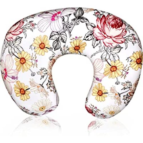 Floral Nursing Pillow Cover, Breastfeeding Pillow Slipcover for Baby Girls, Soft Snug Fits On Newborn Feeding Pillow Case