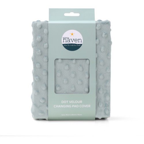Little Haven Dot Velour Change Pad Cover - Blue