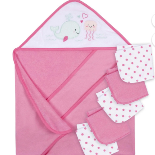 Serviette à capuchon Le choix du parent et 5 débarbouillettes, filles 6 Pièces - Walmart.ca