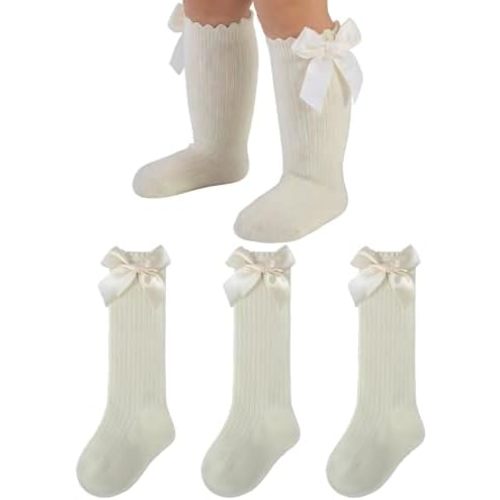 Baby Knee High Socks Girls Infant Toddler Bow Ruffle Long Tube Socks Baby Stockings Baby Girl Gifts