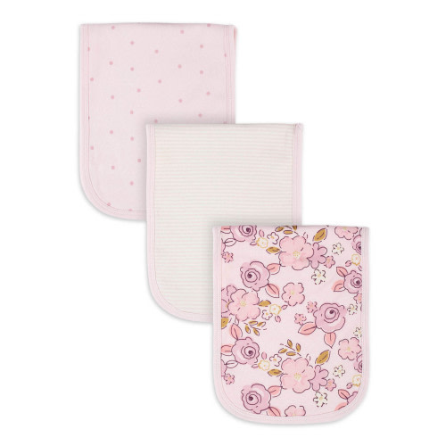 Gerber Cotton Burp Cloth, 3pk Girls