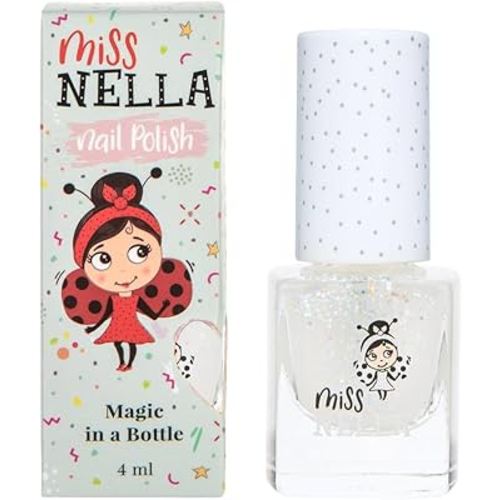 MISS NELLA CONFETTI CLOUDS–Safe Special Glitter Clear Nail Polish for Kids, Non-Toxic & Odor Free Formula for Children and Toddlers, Natural Water Based for Easy Peel Off