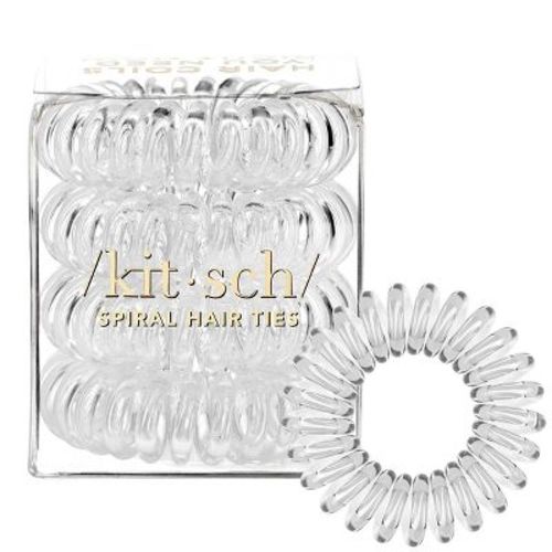 Kitsch Spiral Hair Ties, Coil Hair Ties, 4 Pack - Clear