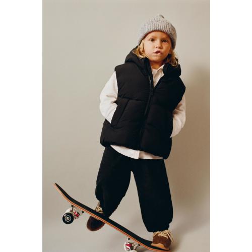 HOODED PUFFER VEST - Black | 1-2Y