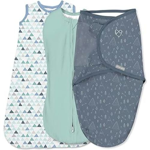 SwaddleMe by Ingenuity Comfort Pack Size Small, 0-3 Months, 3-Pack (Mountaineer) Baby Swaddle Set