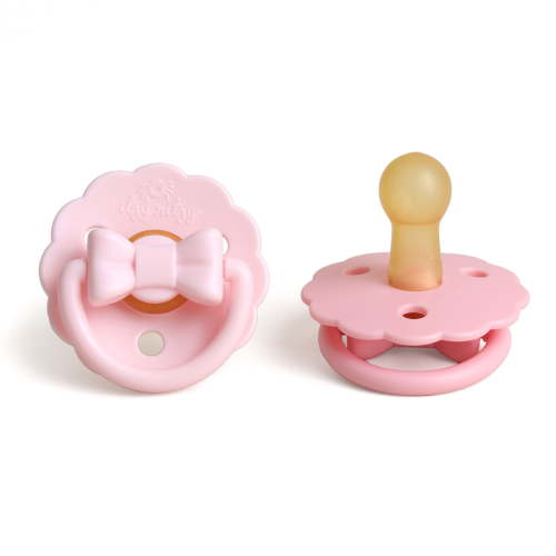 Itzy Soother™ Natural Rubber Pacifier Pink Bows 6-18m