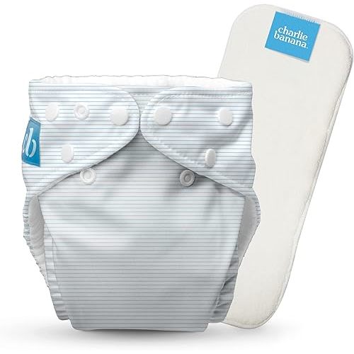 Charlie Banana Cloth Diapers, Reusable, Washable, Adjustable One Size Diaper, for Babies and Toddlers, with Absorbent Insert - Pencil Stripes Blue, 1 Pack
