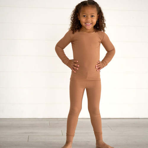 Caramel Ribbed Two-Piece Pajama Set 2T