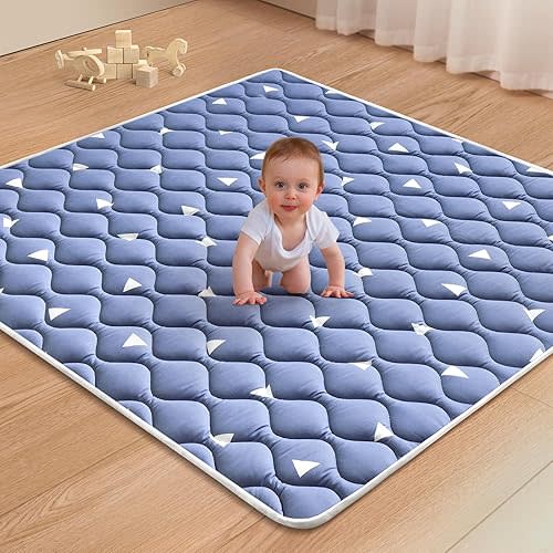Premium Foam Baby Play Mat for Floor 47" X 47", Thicken One-Piece Crawling Mat, Non-Slip Cushioned Baby Playmats for Infants, Babies, Toddlers - Machine Washable for Easy Care